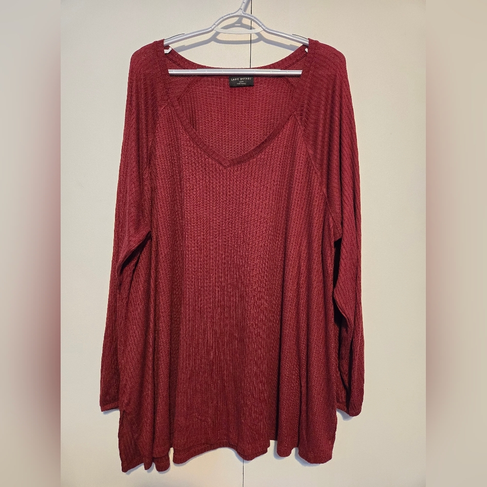 Lane Bryant Burgundy Ribbed Women's Long Sleeve Tunic- Size‎ 22/24